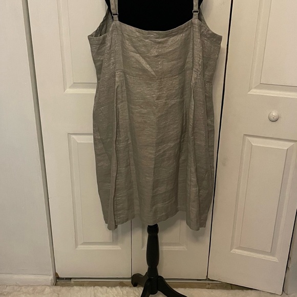 Eileen Fisher Woman Grey/Silver Linen Blend Dress 2X - Picture 3 of 7